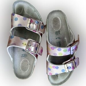 metallic 13.5 polka dot kids Birkenstocks